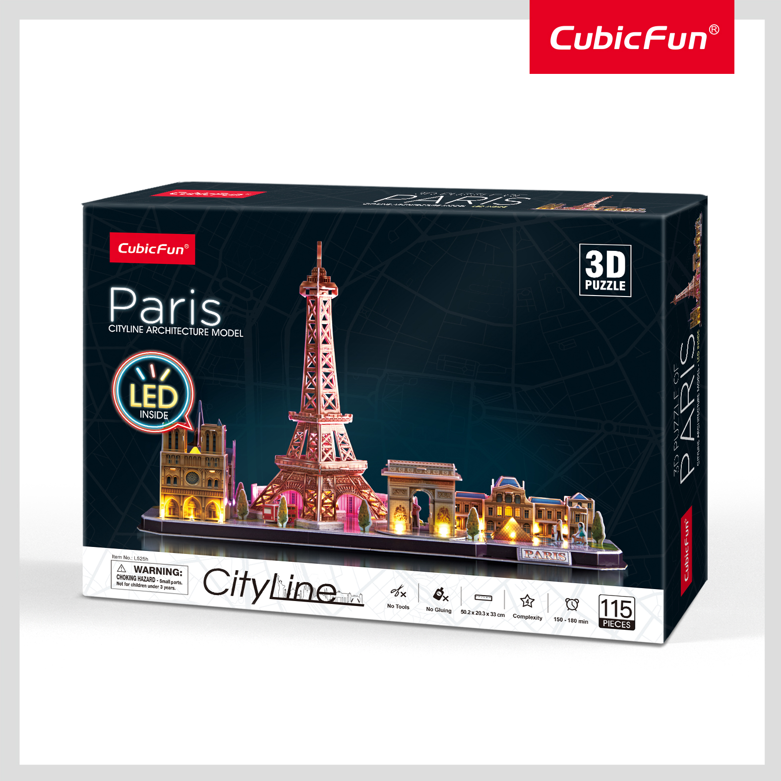 CUBIC FUN CUBICFUN City Line 3D dėlionė su LED (didelė)„Paryžius"