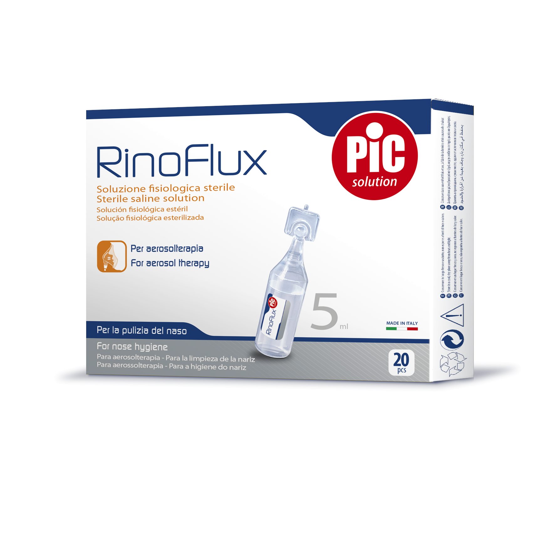 RinoFlux fiziologinis tirpalas inhaliacijoms ir nosiai, 20  vnt.
