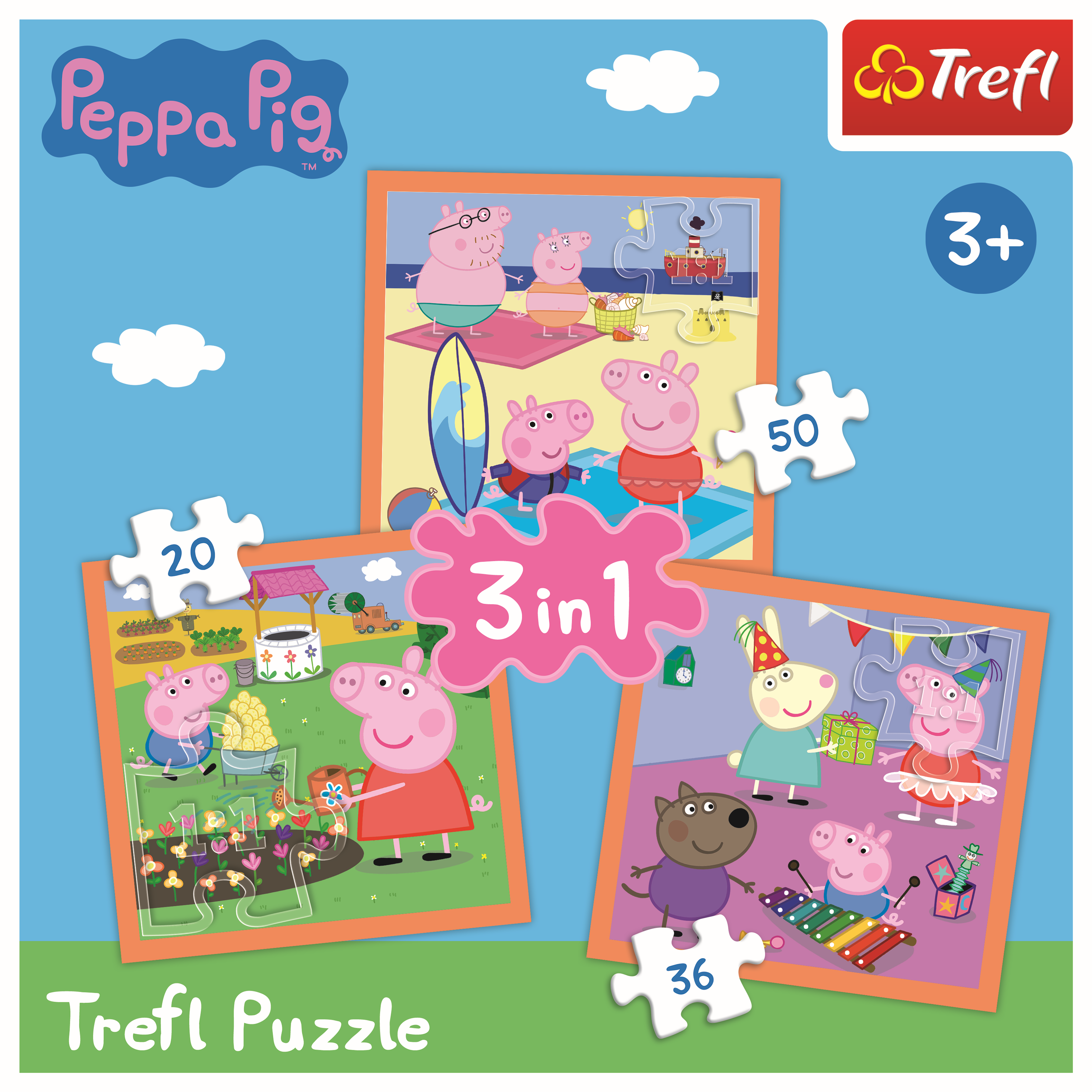 Peppa Pig TREFL  3 dėlionių rinkinys „Kiaulytė Pepa“