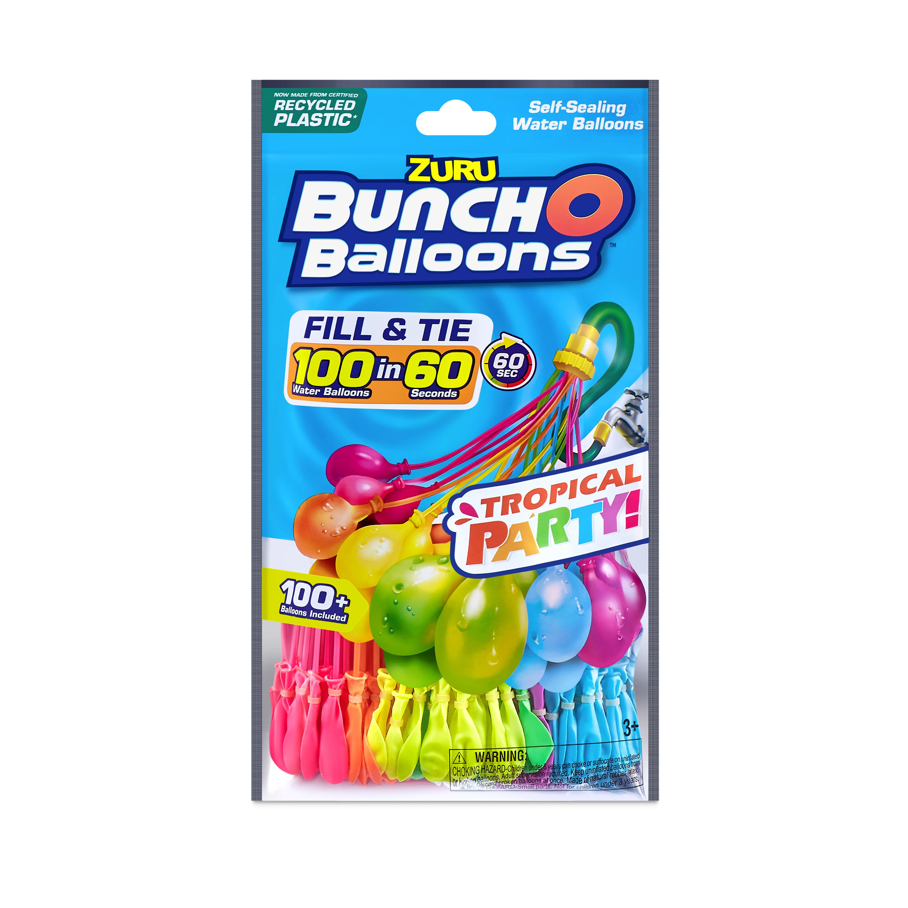BUNCH O BALLOONS ZURU  Vandens balionai „Neoninės spalvos“, 3 ryšuliai