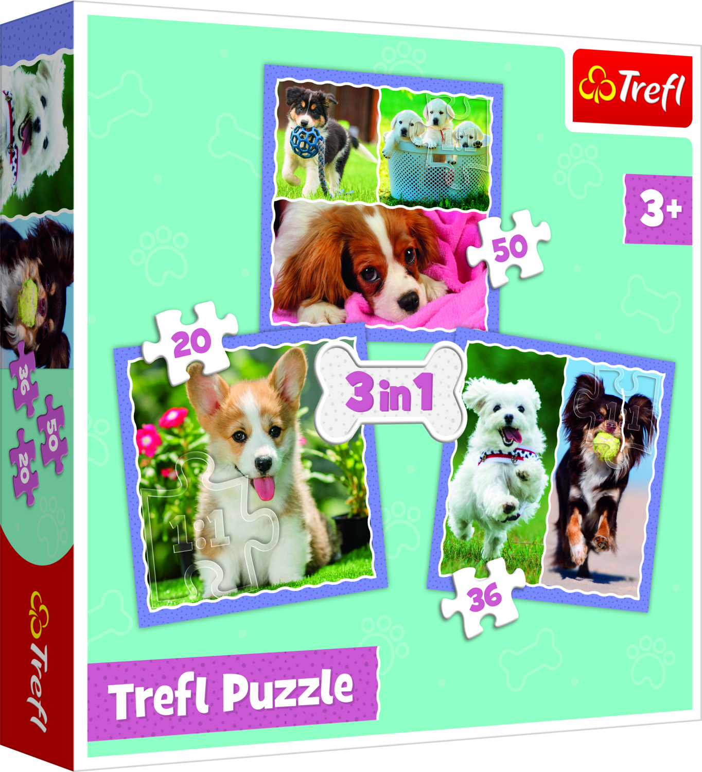 TREFL PUZZLES TREFL 3 dėlionių rinkinys „Šuniukai“