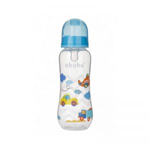 Akuku  maitinimo buteliukas 250 ml su silikoniniu žinduku, А0105_BLUE