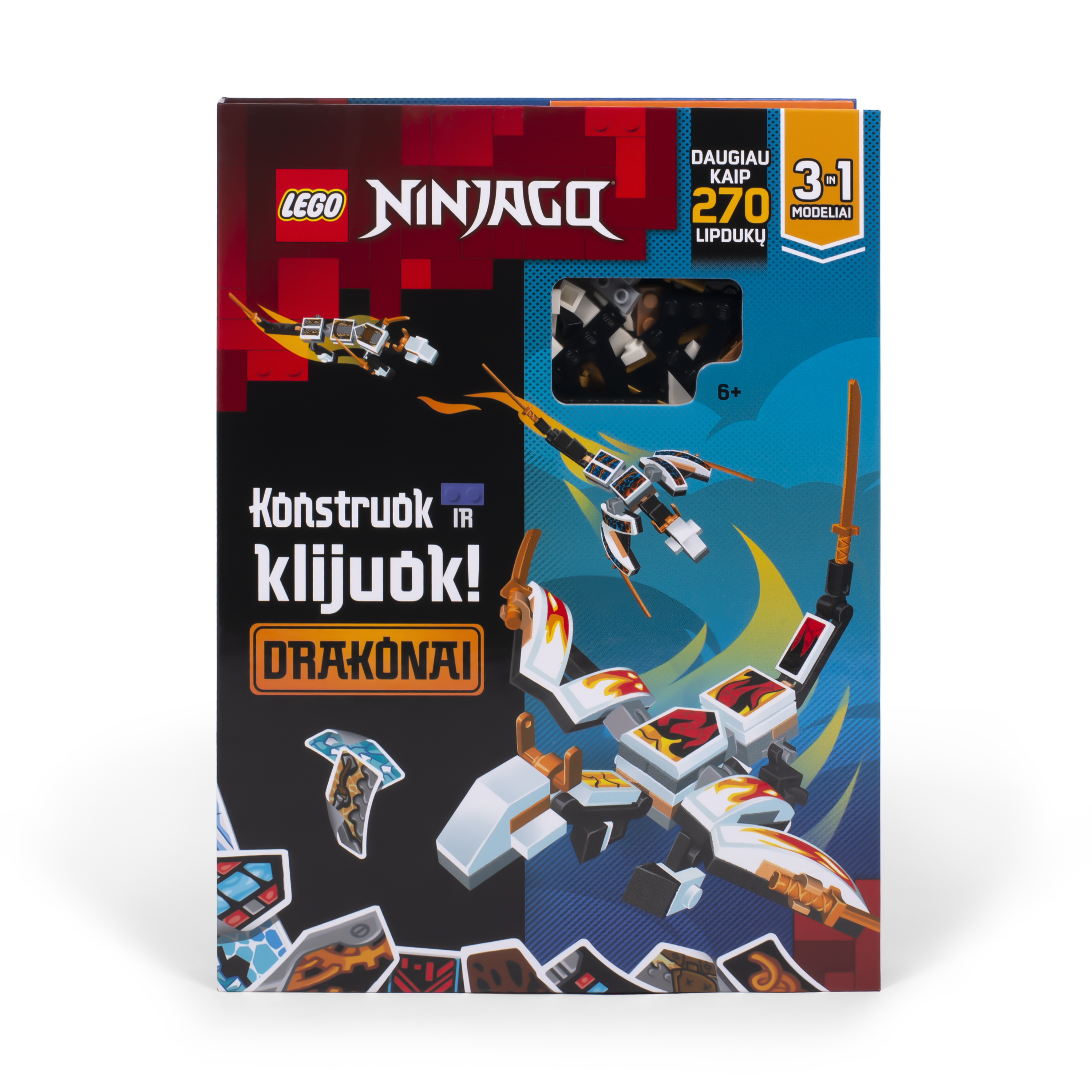 LEGO BOOKS LEGO NINJAGO Veiklos knygelė „Konstruok ir klijuok: NINJAGO drakonai“, LT