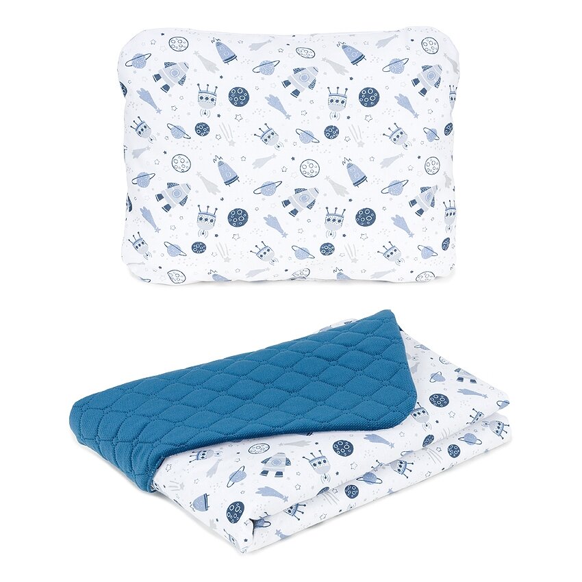 MamoTato pagalvė + antklodė, Kosmosas, mėlyna, 75x100