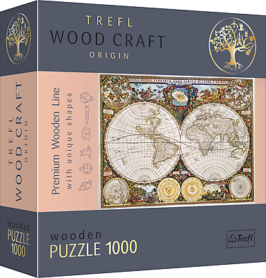 TREFL PUZZLES TREFL Medinė dėlionė „Senasis pasaulio žemėlapis“,1000 det.