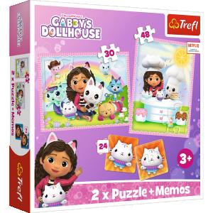 GABBY&acute;S DOLLHOUSE TREFL  30+ 48+ 24 memo kortelės, dėlionė-žaidimas &bdquo;&ldquo;
