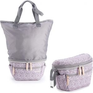 Beaba vežimėlio krep&scaron;ys-mamos rankinė 2in1, POP UP TROLLER BAG BIARRITZ HEATHER, marga pilka