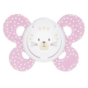 Chicco  6-12 mėn. čiulptukas su sterilizavimo dėklu  PHYSIO COMFORT, ortodontinis, "Mum effect" silikono