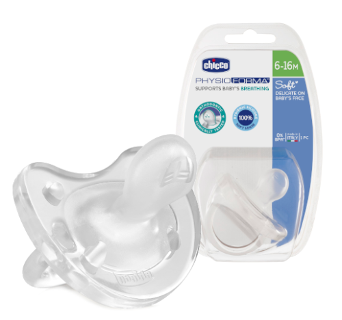 Chicco čiulptukas ortodontinis PHYSIO SOFT, 6-12M+, i&scaron; silikono