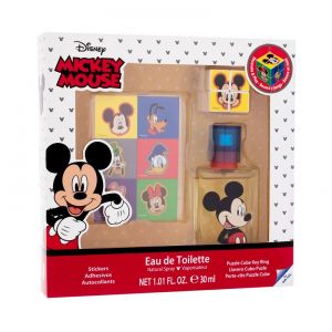 DISNEY Mickey Mouse rinkinys, kvepalai 30ml EDT + lipdukai + raktų pakabukas