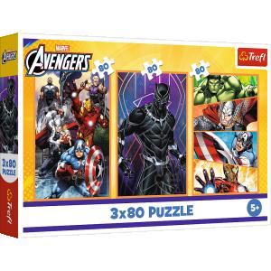 TREFL  AVENGERS Dėlionių rinkinys &bdquo;Veiksmo diena&ldquo;, 3 x 80 det.