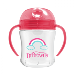 DR. BROWN'S gertuvė mink&scaron;tu snapeliu su rankenėlėmis nuo 6 mėn., 180ml, rožinė