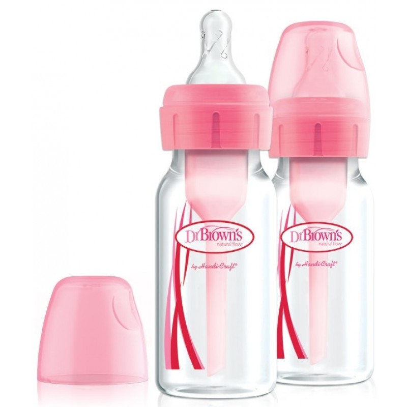 DR. BROWN'S buteliukai OPTIONS+ siauru kakleliu 120ml, rožiniai, SB42305-ESX