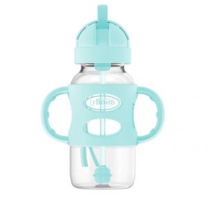 DR. BROWN'S Buteliukas plačiu kakleliu su &scaron;iaudeliu ir svareliu, 270 ml, žalias