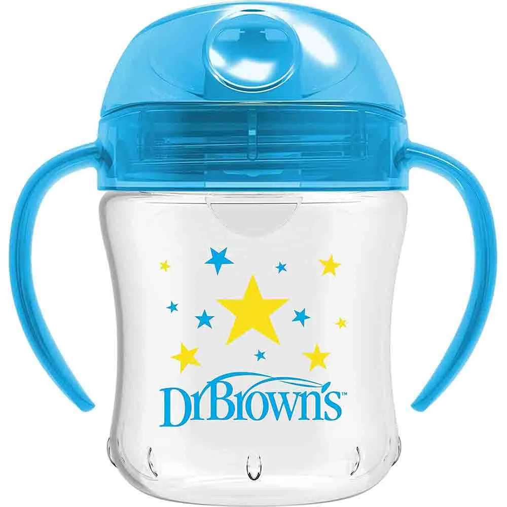 DR. BROWN'S gertuvė mink&scaron;tu snapeliu su rankenėlėmis nuo 6 mėn., 180ml, mėlyna