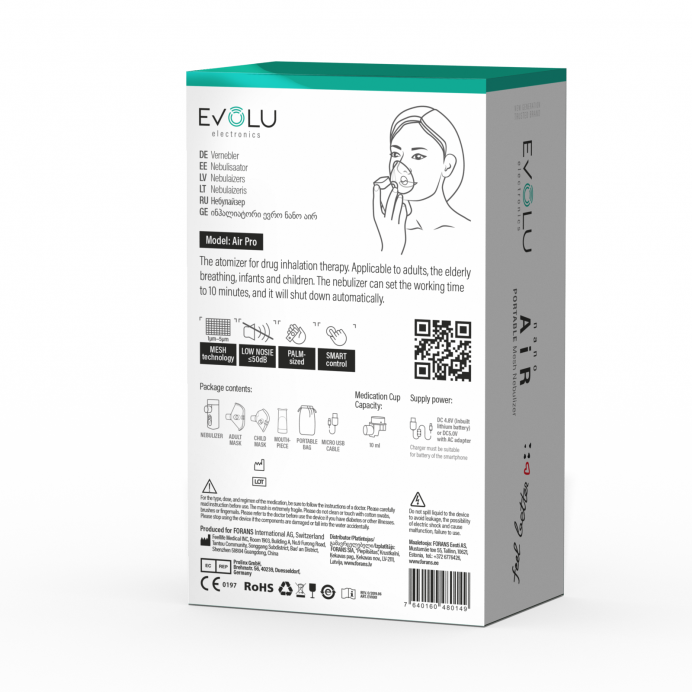 EVOLU ne&scaron;iojamas tinklelinis inhaliatorius NANO AIR &ndash; nuotrauka 9
