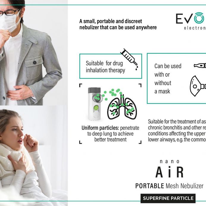 EVOLU ne&scaron;iojamas tinklelinis inhaliatorius NANO AIR &ndash; nuotrauka 5