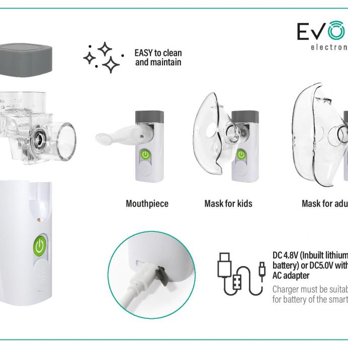 EVOLU ne&scaron;iojamas tinklelinis inhaliatorius NANO AIR &ndash; nuotrauka 6