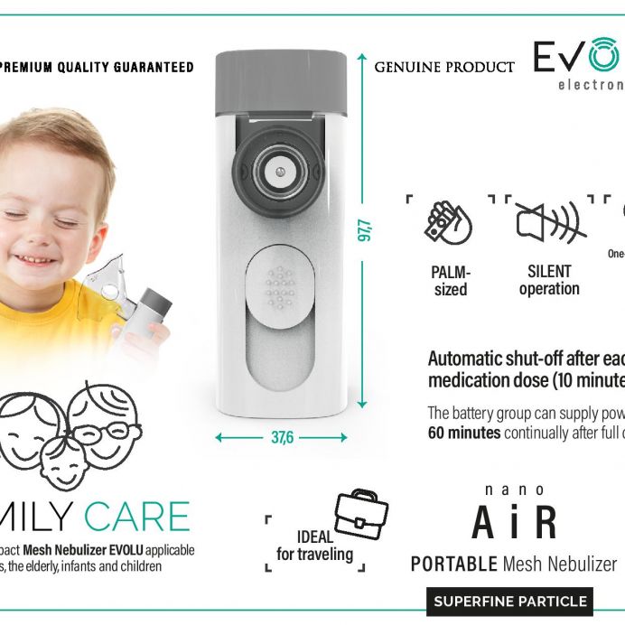EVOLU ne&scaron;iojamas tinklelinis inhaliatorius NANO AIR &ndash; nuotrauka 2