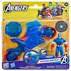 AVENGERS  Kapitono Amerikos skydus &scaron;audantis motociklas, 10 cm