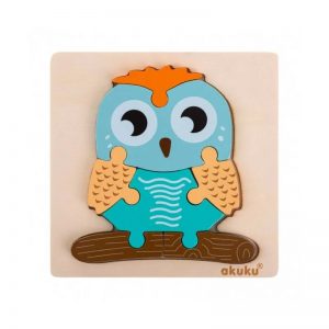 Akuku  kūdikių medinė, edukacinė dėlionė OWL, A0601