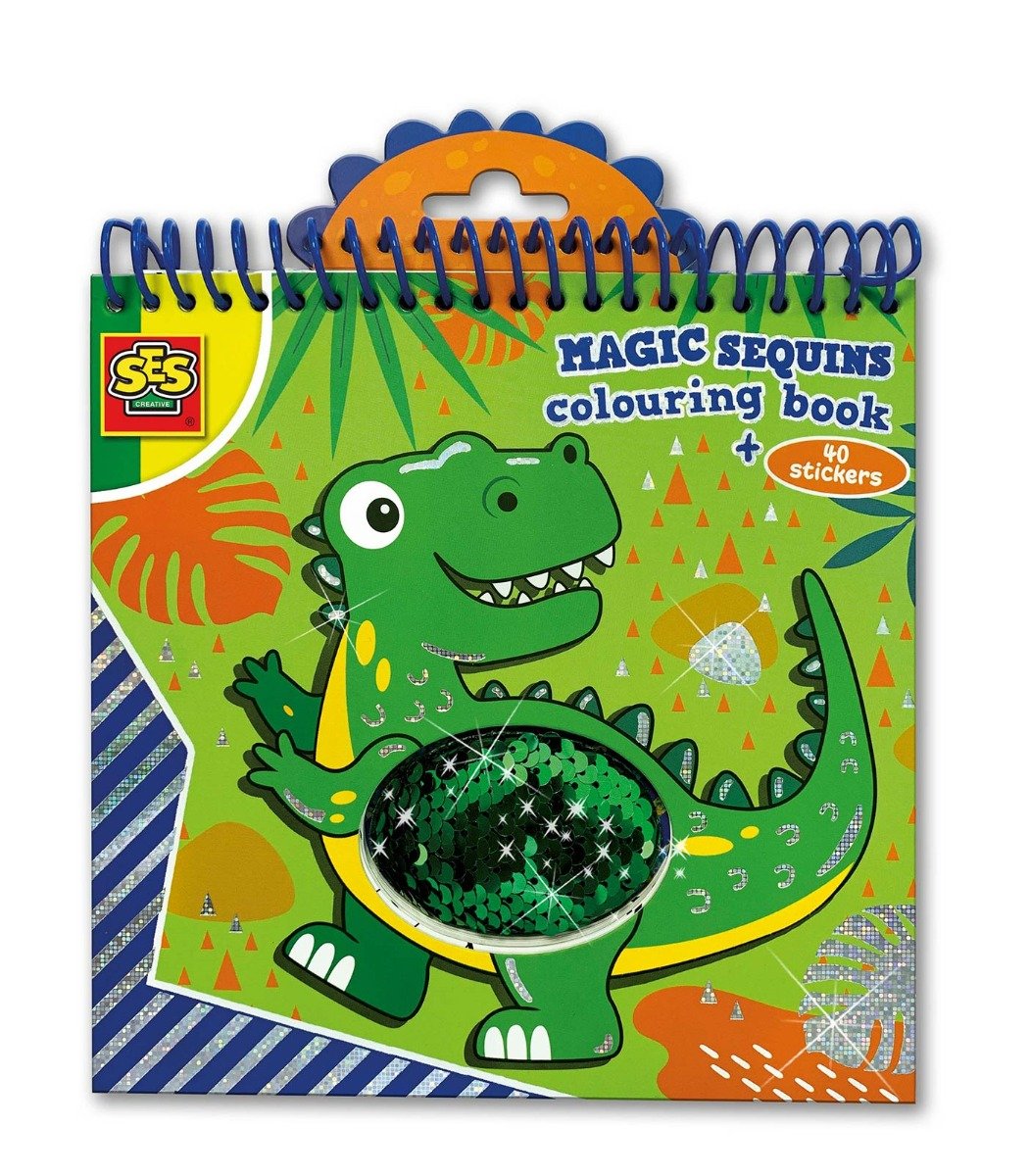 SES  Magiška spalvinimo knygelė su blizgučiais „Dinozaurai“