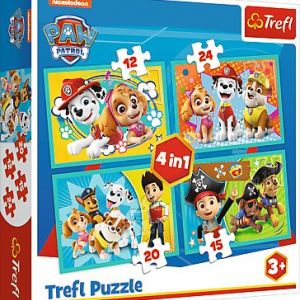 PAW PATROL TREFL  4 dėlionių rinkinys &bdquo;&Scaron;uniukas-patrulis&ldquo;