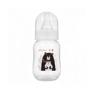 Akuku  maitinimo buteliukas 125 ml su silikoniniu žinduku, А0004