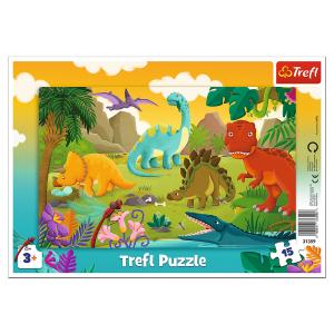 TREFL PUZZLES TREFL dėlionė rėmelyje &bdquo;Dinozaurai&ldquo;, 15 det.