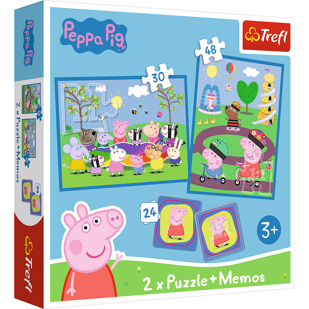 Peppa Pig TREFL  30+ 48+ 24 memo kortelės, dėlionė-žaidimas „Pepa“