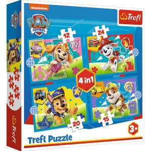 PAW PATROL TREFL  4 dėlionių rinkinys &bdquo;&Scaron;uniukas-patrulis&ldquo;