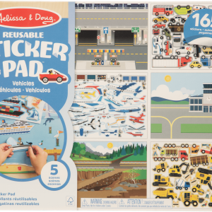 MELISSA & DOUG  Daugkartinio naudojimo lipdukų knygelė &bdquo;Transporto priemonės&ldquo;