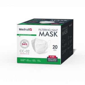Medrull filtruojančios puskaukės (respiratoriai) FFP2, 20 vnt.