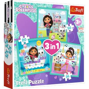 GABBY&acute;S DOLLHOUSE TREFL  3 dėlionių rinkinys