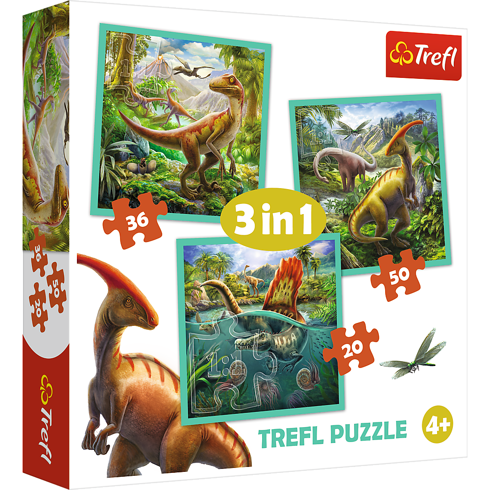 TREFL PUZZLES TREFL 3 dėlionių rinkinys „Dinozaurai“