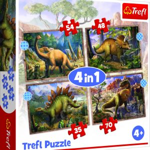 TREFL PUZZLES TREFL 4 dėlionių rinkinys &bdquo;Dinozaurai&ldquo;