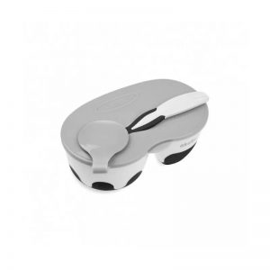 Akuku  2 dalių dubenėlis su &scaron;auk&scaron;teliu, A0428-WHITE/BLACK