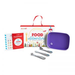 Munchkin lėk&scaron;tės ir įrankių rinkinys Food Adventure Big Kid Dining Set, violetinis