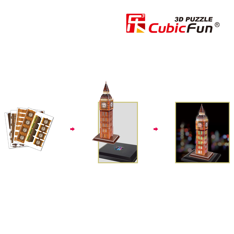CUBIC FUN CUBICFUN 3D dėlionė „Big Benas“ (LED)