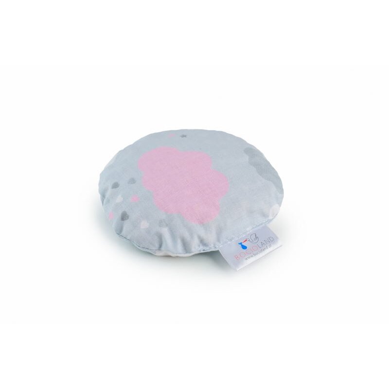 Bocioland vyšnių kauliukų pagalvėlė pilka, rožiniai debesėliai, BOC0187