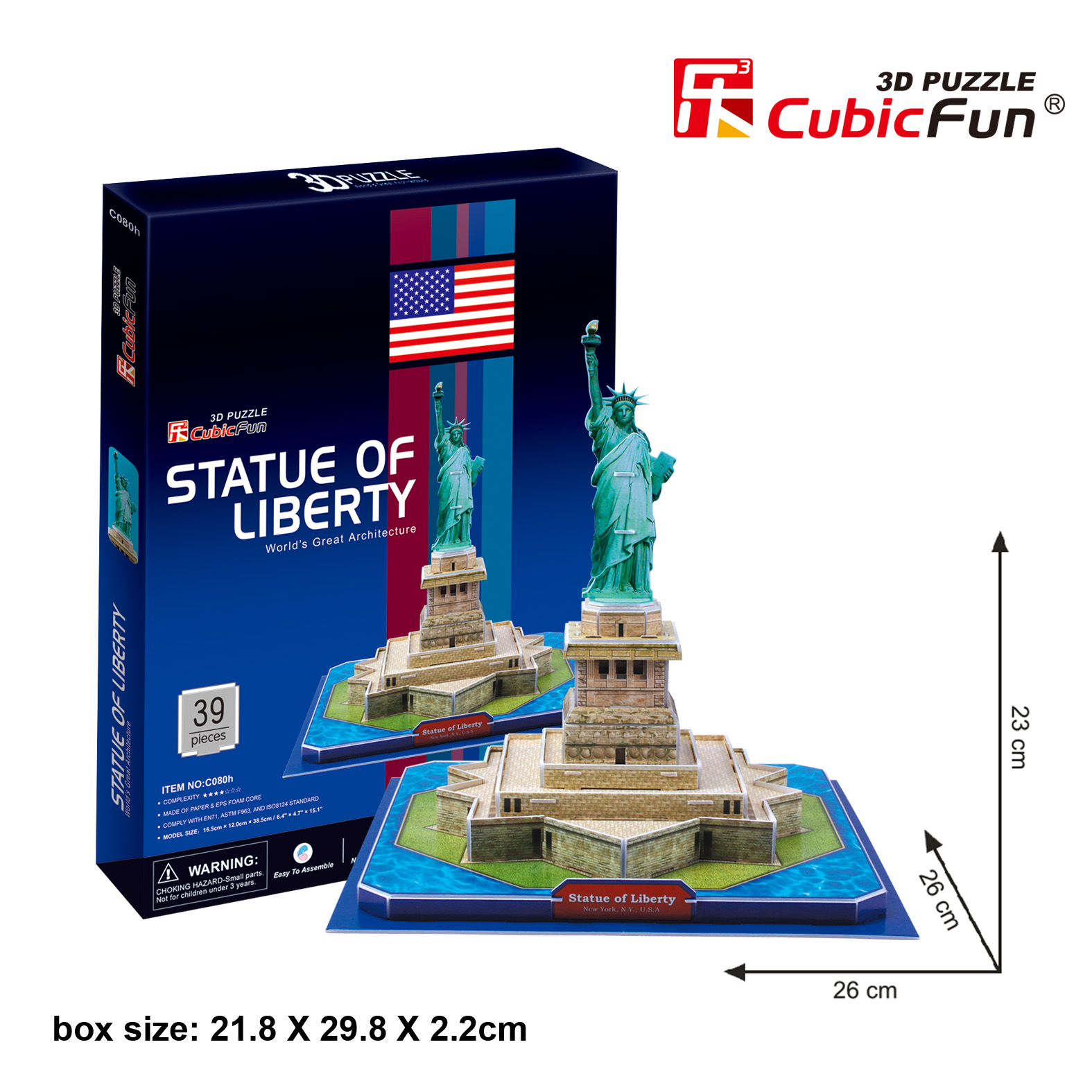 CUBIC FUN CUBICFUN 3D dėlionė „Laisvės statula“