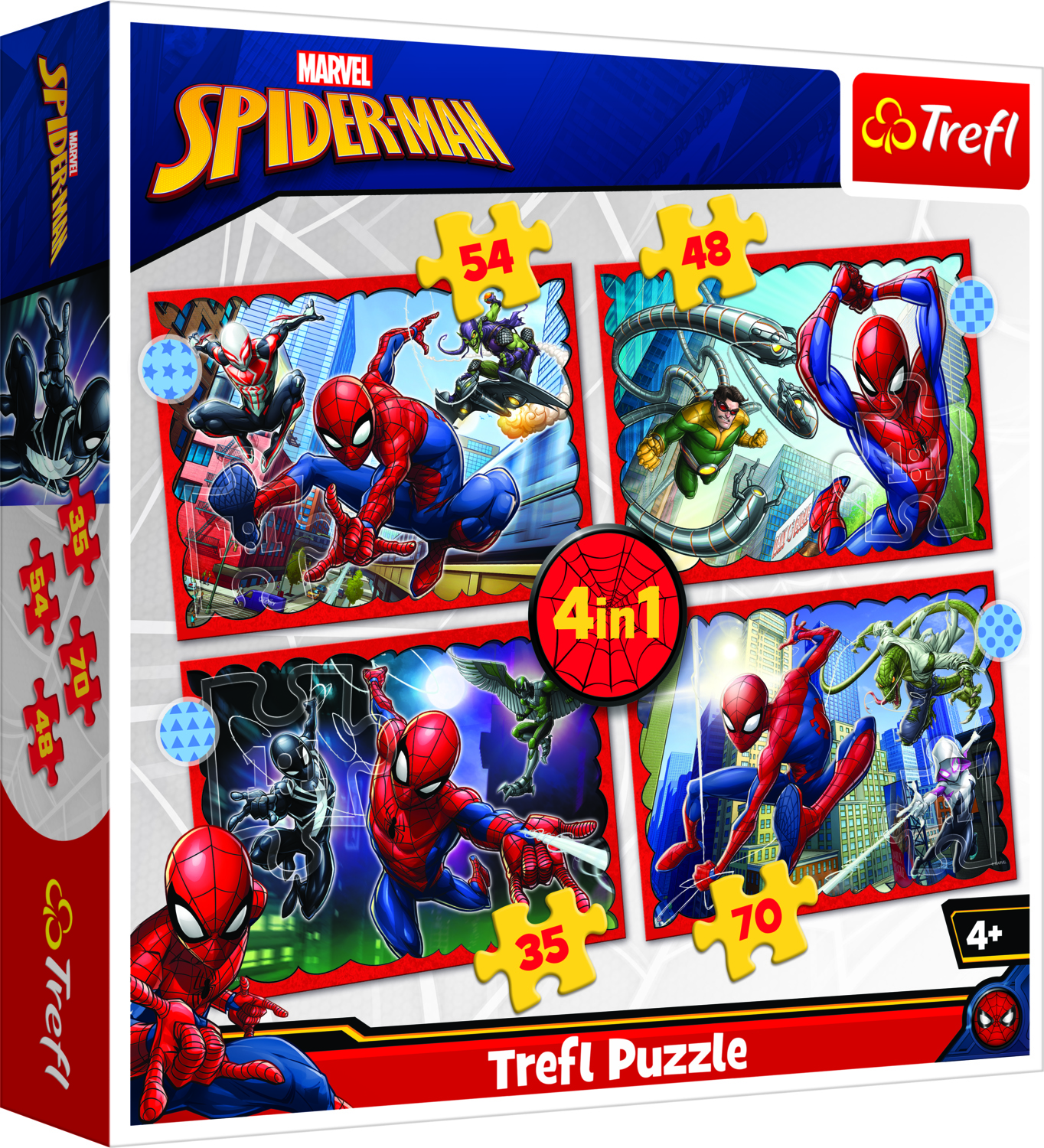 SPIDER-MAN TREFL  4 dėlionių rinkinys „Žmogus-voras“