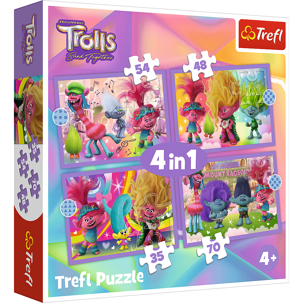 TROLLS TREFL  4 dėlionių rinkinys „Troliai 3“