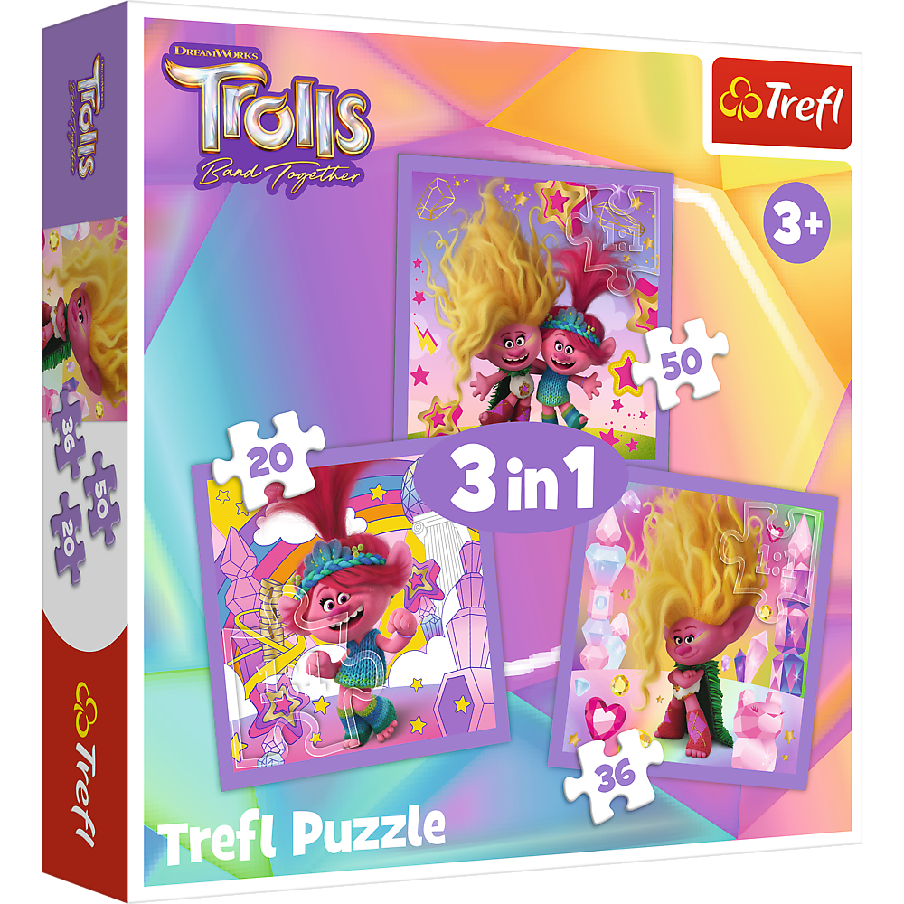 TROLLS TREFL  3 dėlionių rinkinys „Troliai 3“