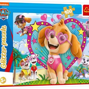 PAW PATROL TREFL  Blizganti dėlionė &bdquo;&Scaron;uniukai-patruliai&ldquo;, 100 det.