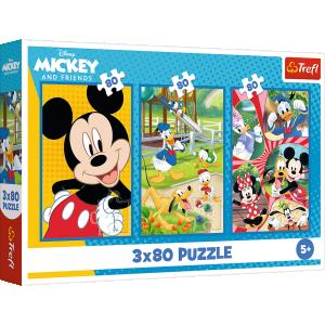 TREFL  DISNEY MICKEY MOUSE Dėlionių rinkinys &bdquo;Mikio komanda&ldquo;, 3 x 80 det.