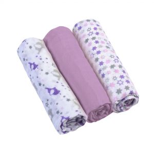 BabyOno vystyklai medvilniniai 3 vnt, violetiniai 348/04