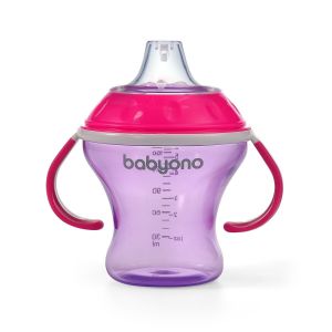 BabyOno nei&scaron;siliejanti gertuvė nuo 6 mėn., mink&scaron;tu snapeliu, NATURAL NURSING, rožinė, 180 ml, 1456