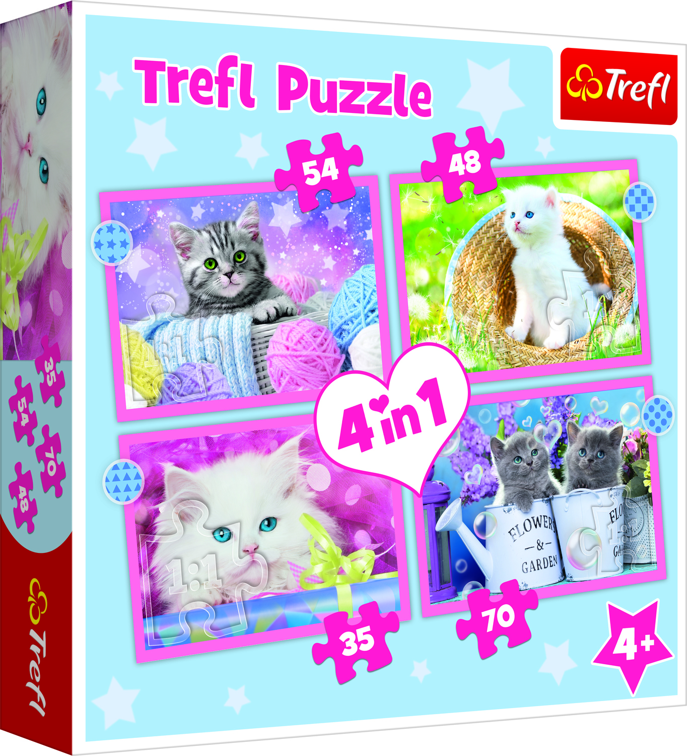 TREFL PUZZLES TREFL 4 dėlionių rinkinys „Kačiukai“