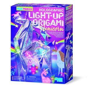 4M  KidzMaker Kūrybinis rinkinys &bdquo;&Scaron;viečiantis holografinis origamis: vienaragis&ldquo;